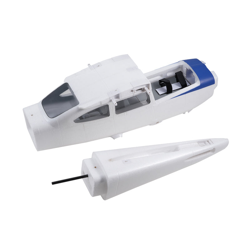 1500mm Cessna 182 fuselage in red and blue, showing cockpit and nose details