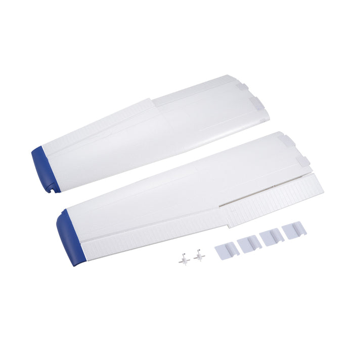 1500mm Cessna 182 main wing set with blue tips and mounting parts