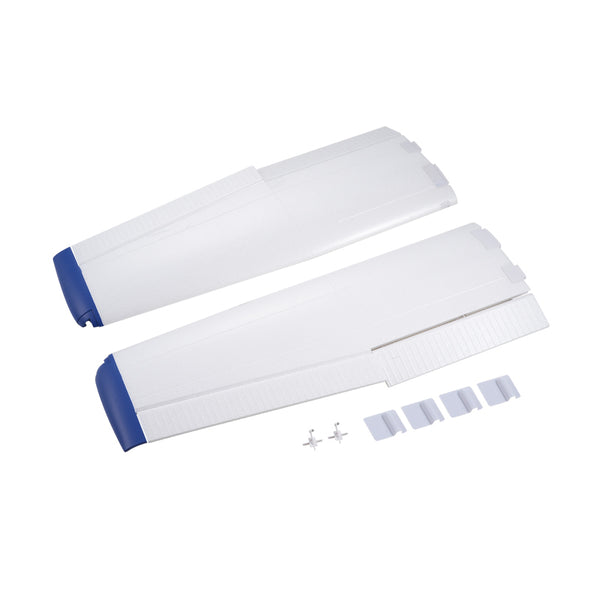 1500mm Cessna 182 main wing set with blue tips and mounting parts