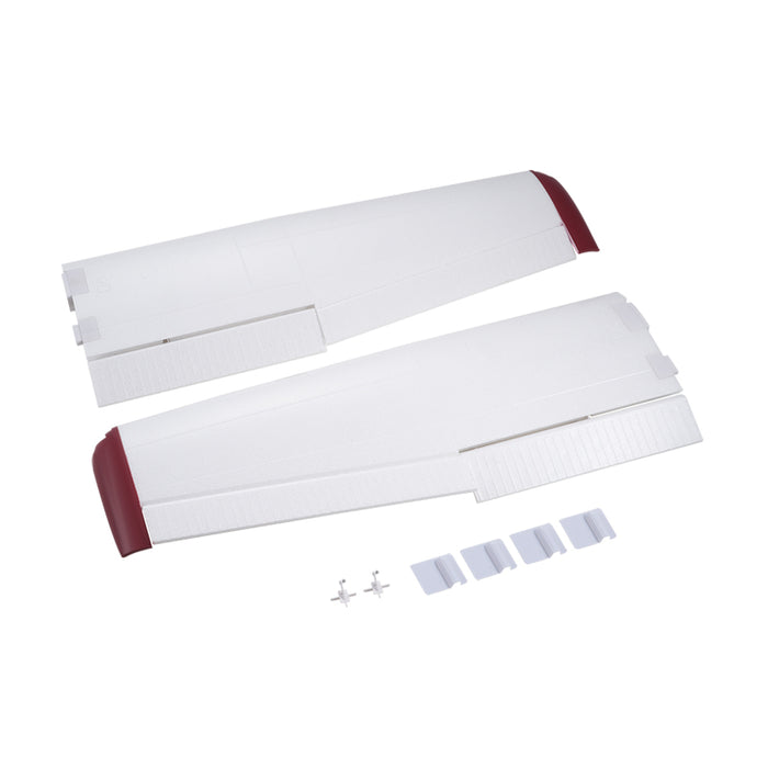 Cessna 182 wing set with red tips and included mounting accessories