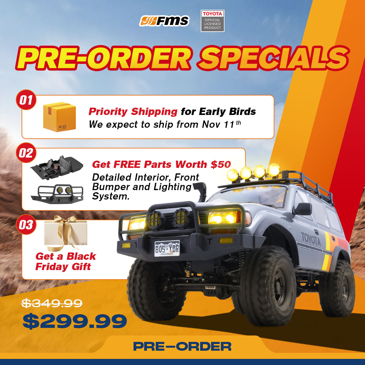 キャンペン】【在庫即納】FMS 1:10 FCX10 TOYOTA LC80 LAND CRUISER