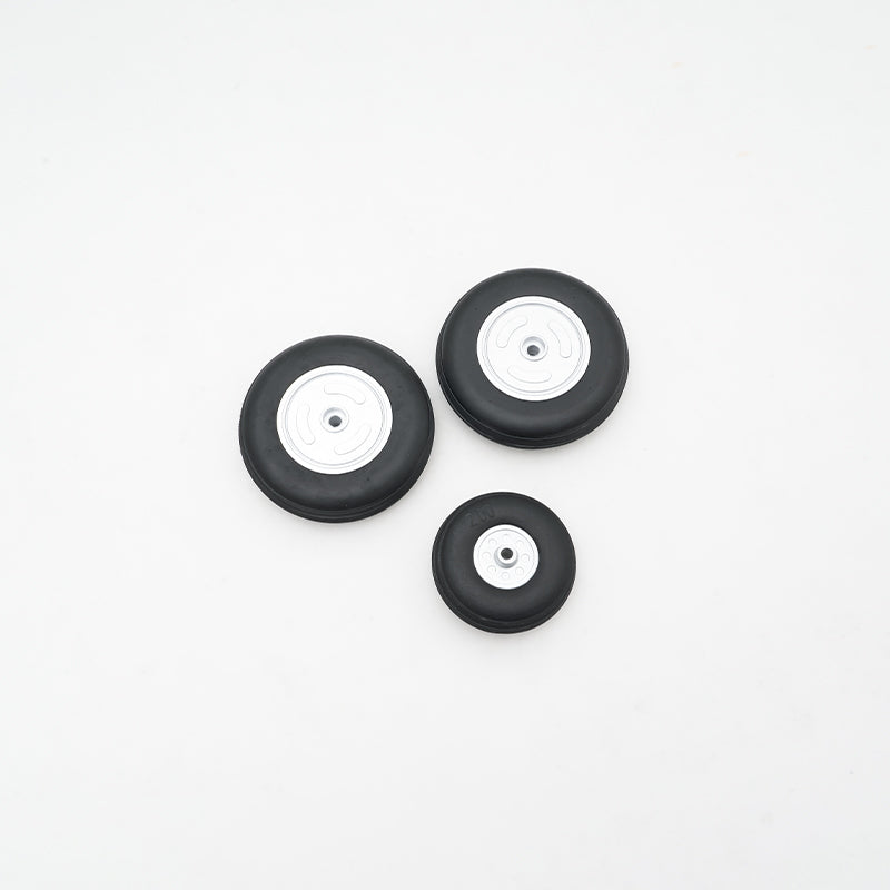 Wheels for 70MM A-10 Thunderbolt V2 model with rubber tires and silver rims