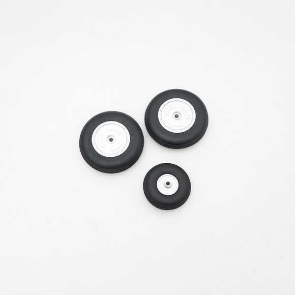 Wheels for 70MM A-10 Thunderbolt V2 model with rubber tires and silver rims