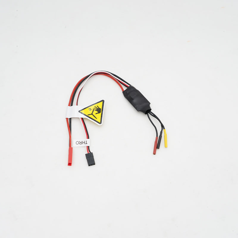 12A ESC for 850mm Ranger with warning label and color-coded wires