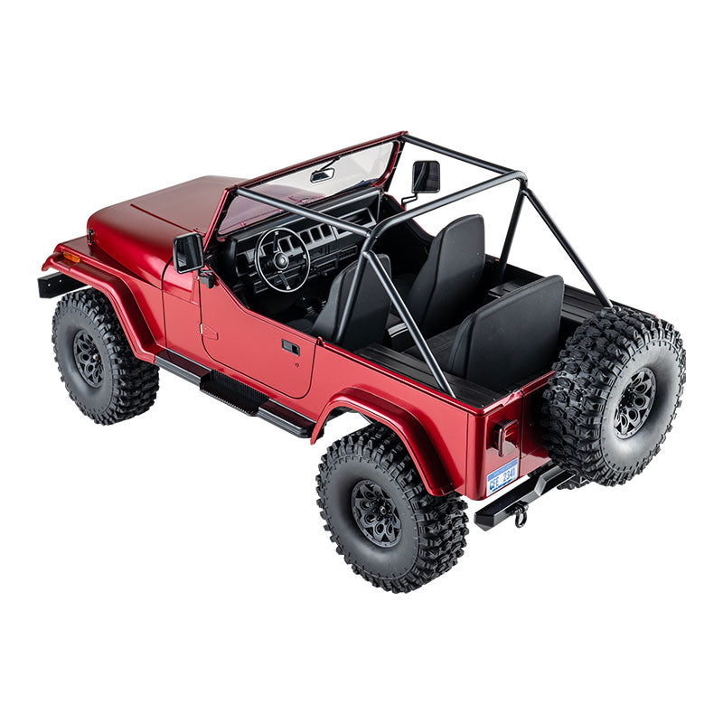 Red ROCHOBBY 1:10 Mashigan RC Rock Crawler RS 4WD with roll cage and all-terrain tires