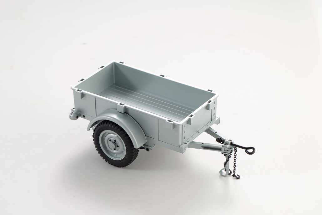 Silver RC utility trailer with single axle for remote control vehicles