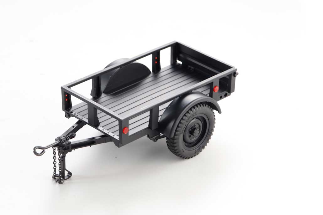 Realistic black utility trailer model for RC cars and trucks