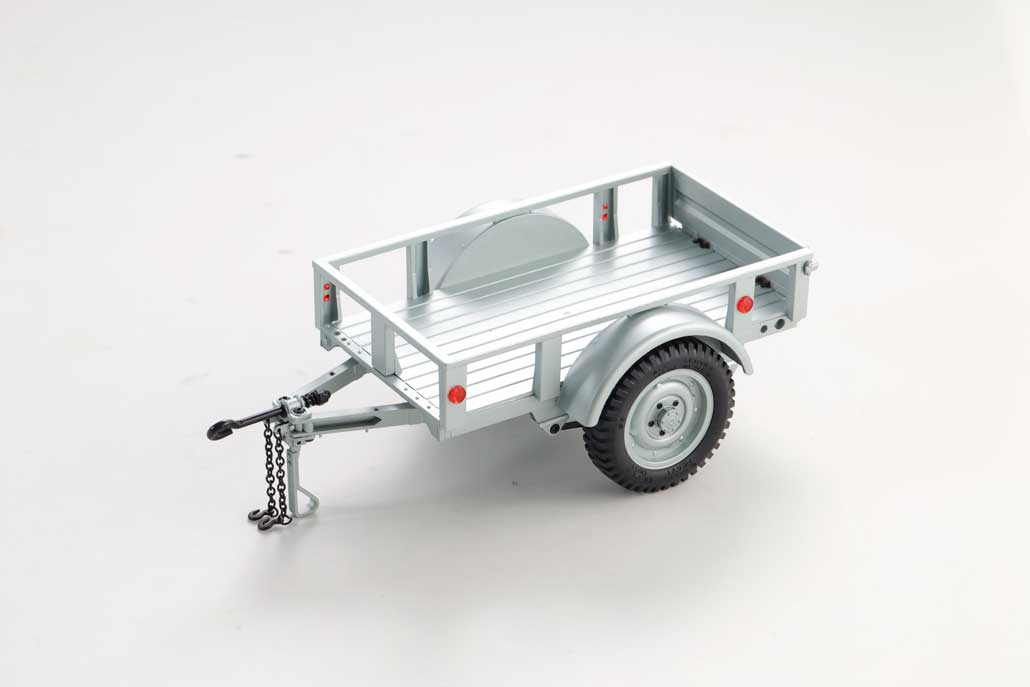 Silver FCX18 utility trailer for RC models with realistic details and sturdy design
