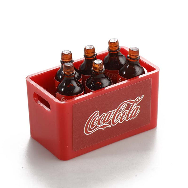1:18 Mini Beverage Set with six Coca-Cola bottles in a red crate