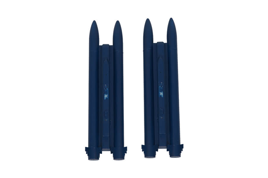 80mm Rafale underwing missiles in dark blue, suitable for RC aircraft.
