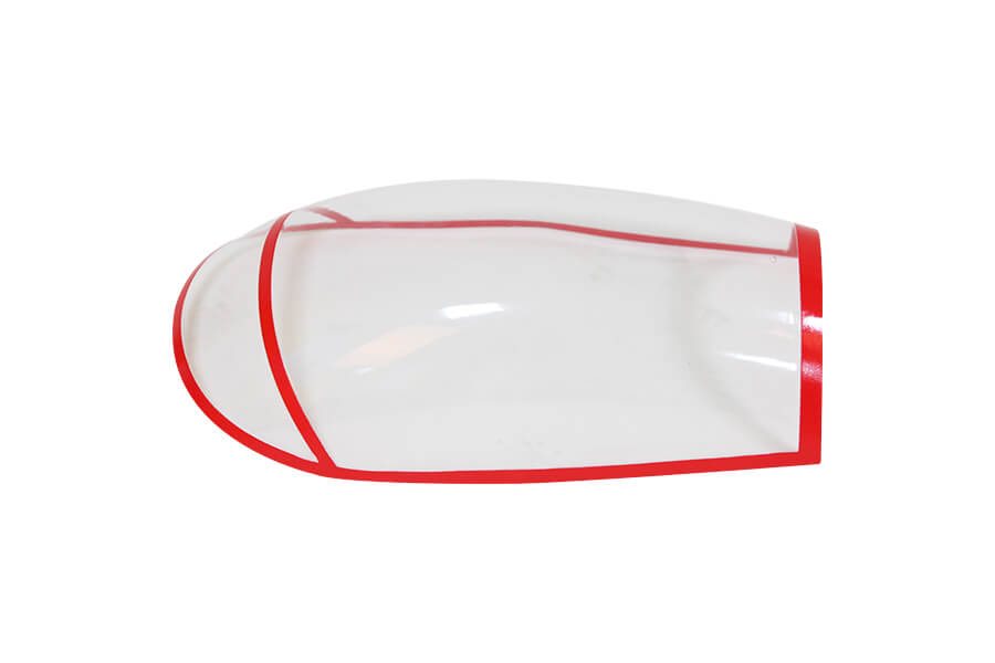 Clear Pitts RC airplane canopy with red trim