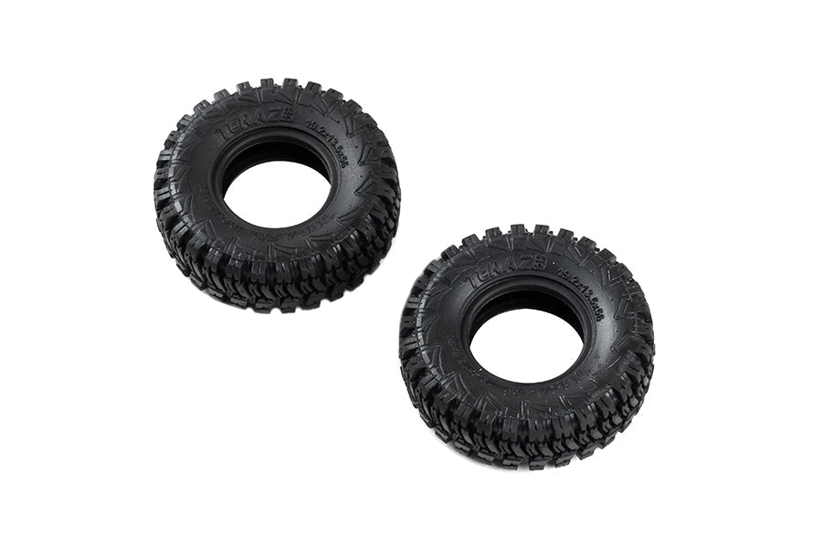 1:18 RC vehicle black tires with rugged tread pattern