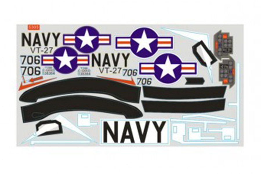 T-28D V4 Trojan decal sheet with NAVY markings and numbers for RC model