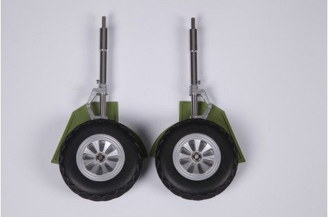 1500mm P-47 main landing gear set with green supports and silver wheels.