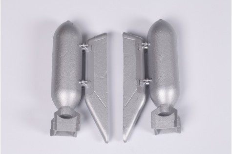 Silver bomb set components for RC model aircraft
