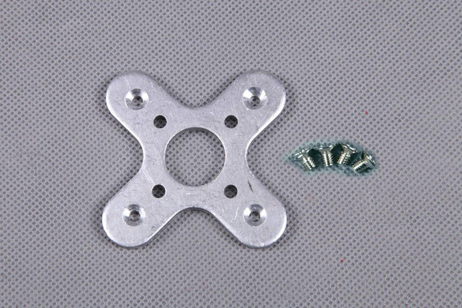 Aluminum motor mount plate with screws for RC airplane assembly