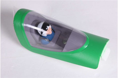Green F3A cockpit model with pilot figure for RC airplane