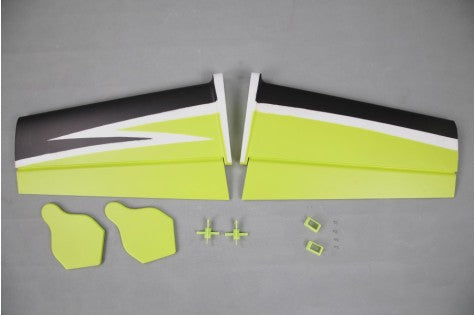 1100mm MXS Main Wing Set in green and black with assembly components