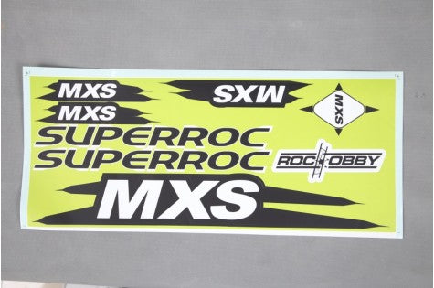 MXS decal sheet with vibrant graphics for RC model decoration