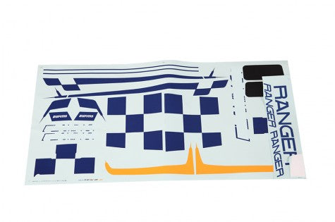 Decal sheet for 1220mm Ranger model with blue patterns and 'Ranger' text