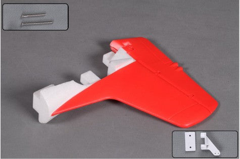 Red vertical stabilizer for 1400mm T-28D model aircraft with mounting hardware.