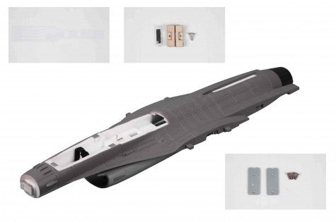 64mm F-16 V2 fuselage model with assembly parts shown