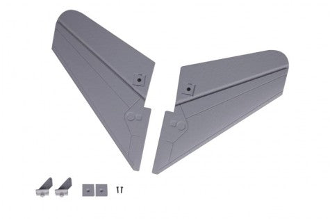 Gray horizontal stabilizers for 64mm F-18 V2 RC airplane with mounting hardware