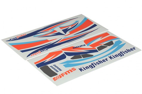 1400mm Kingfisher decal sheet by FMS Hobby with vibrant colors and design.