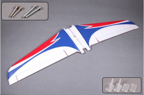1400mm F3A main wing set with red and blue design and mounting accessories
