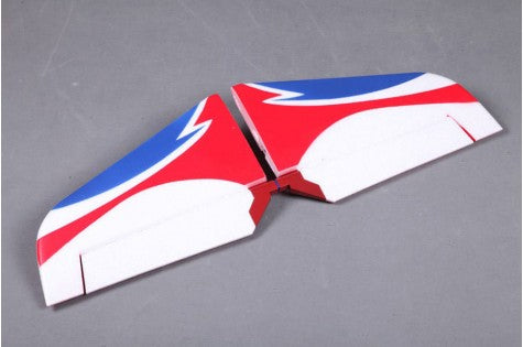 1400mm F3A horizontal stabilizer parts in red, white, and blue color scheme