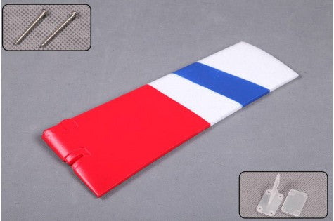 1400mm F3A vertical stabilizer with red, white, and blue design and screws