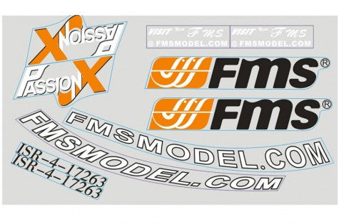 FMS logo and website decals for 1400mm F3A model aircraft