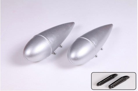 Silver cowls for RC aircraft model with mounting clips