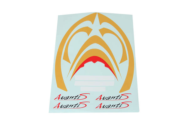 70MM Avanti V3 decal sheet with gold and red designs