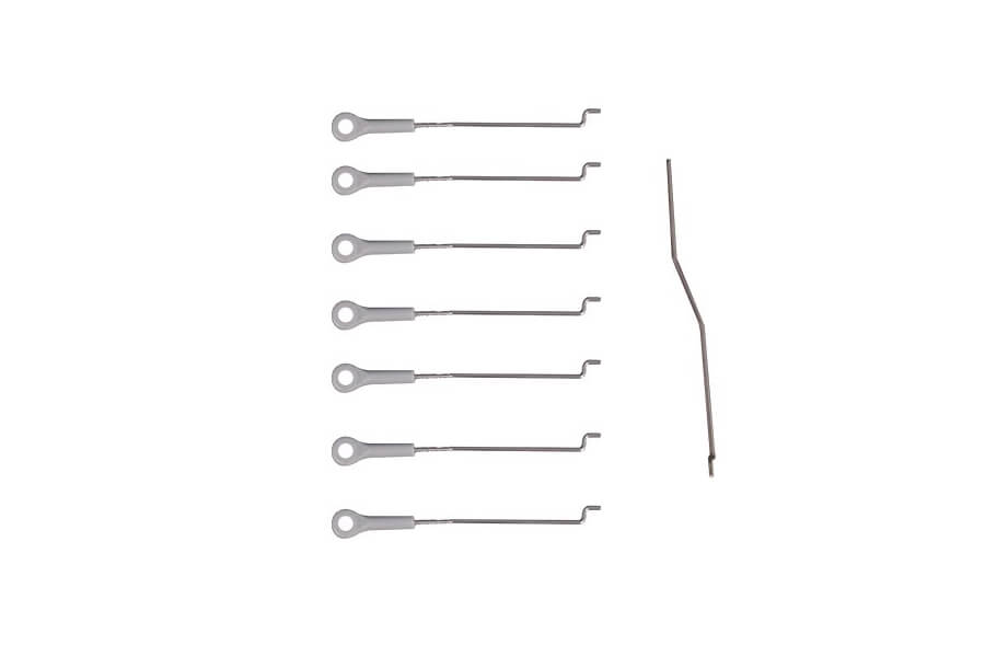 Set of linkage rods for RC models including bent rod for adjustments