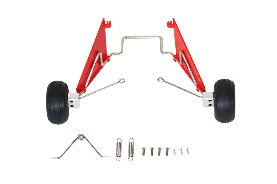1400mm J-3 CUB V4 front landing gear set with red struts and wheels