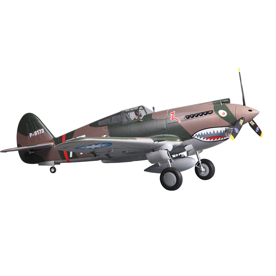 FMS P-40B Warhawk RC model with Flying Tiger livery and detailed shark mouth design