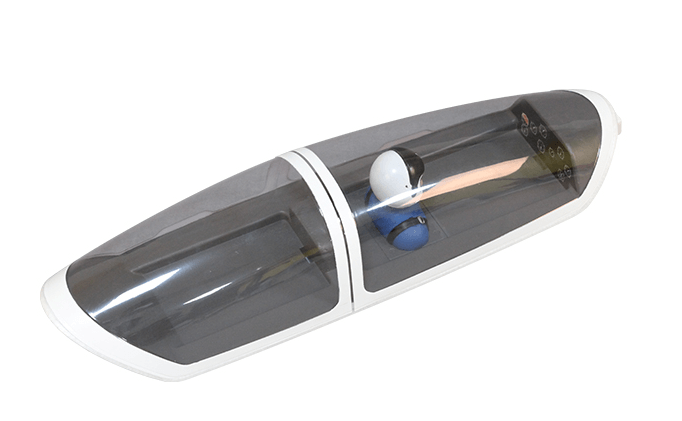 3000mm Fox RC airplane cockpit canopy with controls and blue sphere