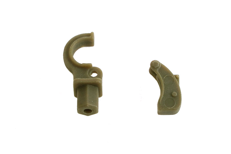Green RC model trailer hook components for enhanced functionality