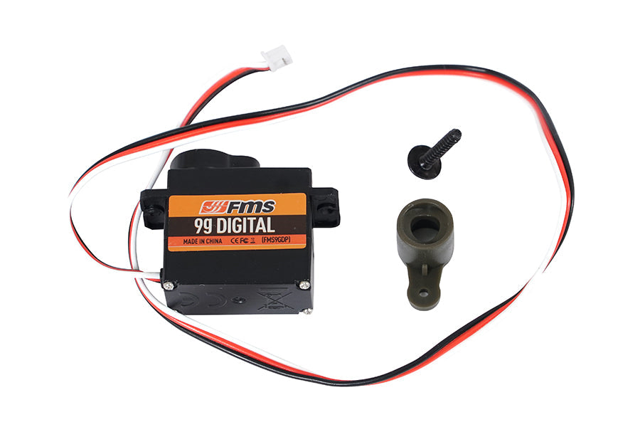FMS 99 Digital 9g servo with connectors and mounting hardware