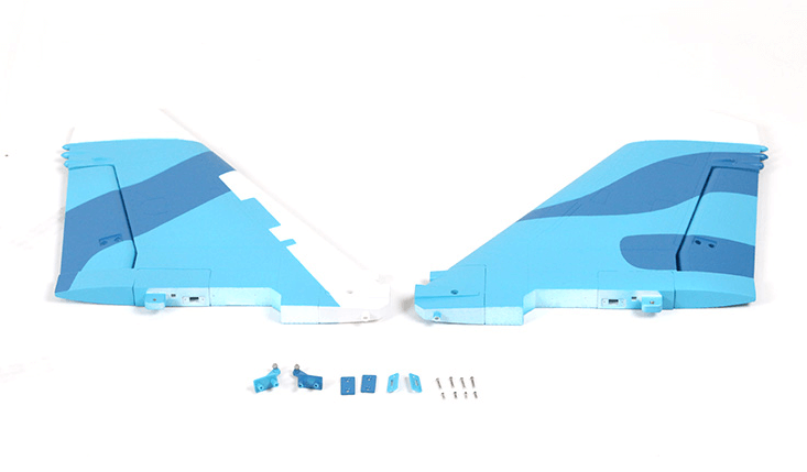 70mm SU-27 vertical stabilizers in blue and white with assembly parts