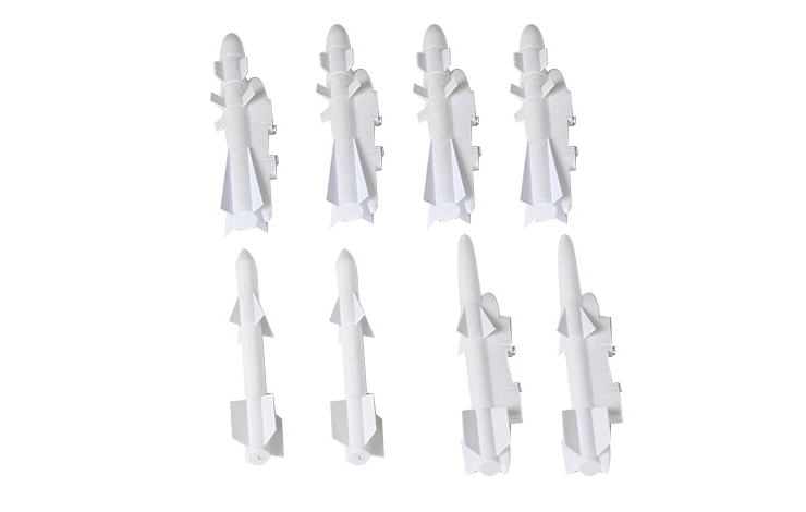 Set of 8 white bombs and missiles for RC airplane models