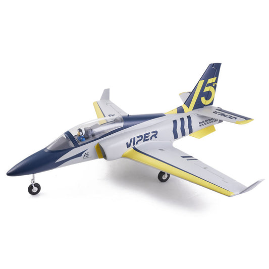 FMS 15th Anniversary 70mm Viper V2 PNP EDF jet model in blue and yellow design