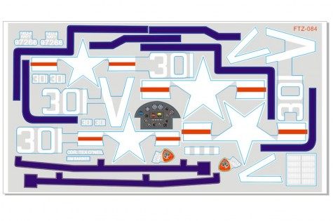 Decal sheet for 800mm F4U V2 with stars and racing numbers