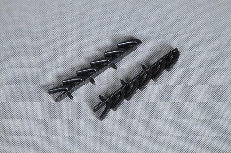 Set of black exhaust pipes for 980mm P-39 RC airplane model.