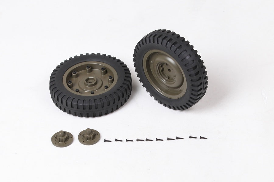 1:6 scale RC front wheels assembly with rubber tires and hardware