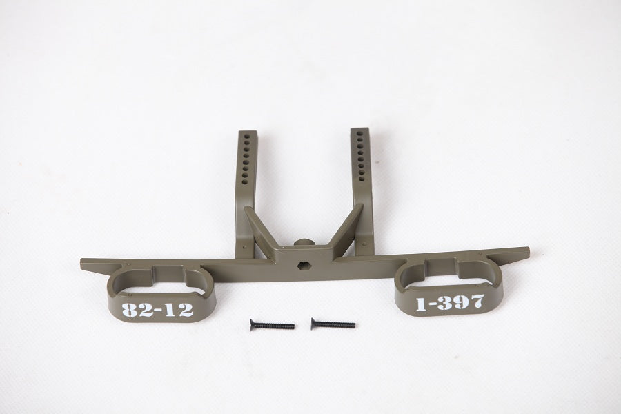 1:6 scale RC model rear bumper with part numbers and screws