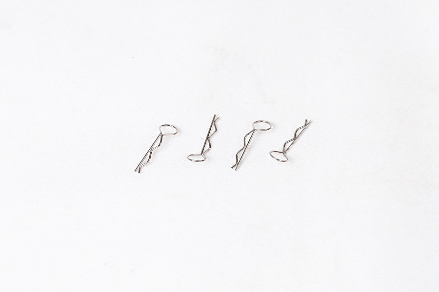 Four metal body clips for 1:6 scale RC car models