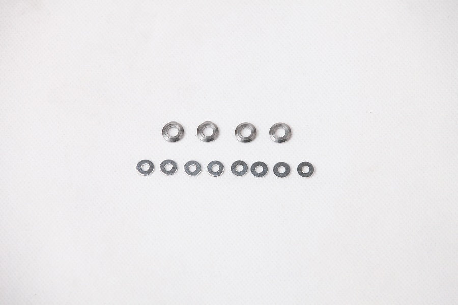 Metal washer set for RC vehicle parts, including various sizes.