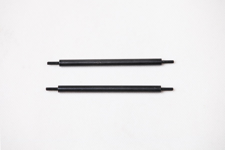 Metal link rods for RC models, set of two black rods in different lengths.